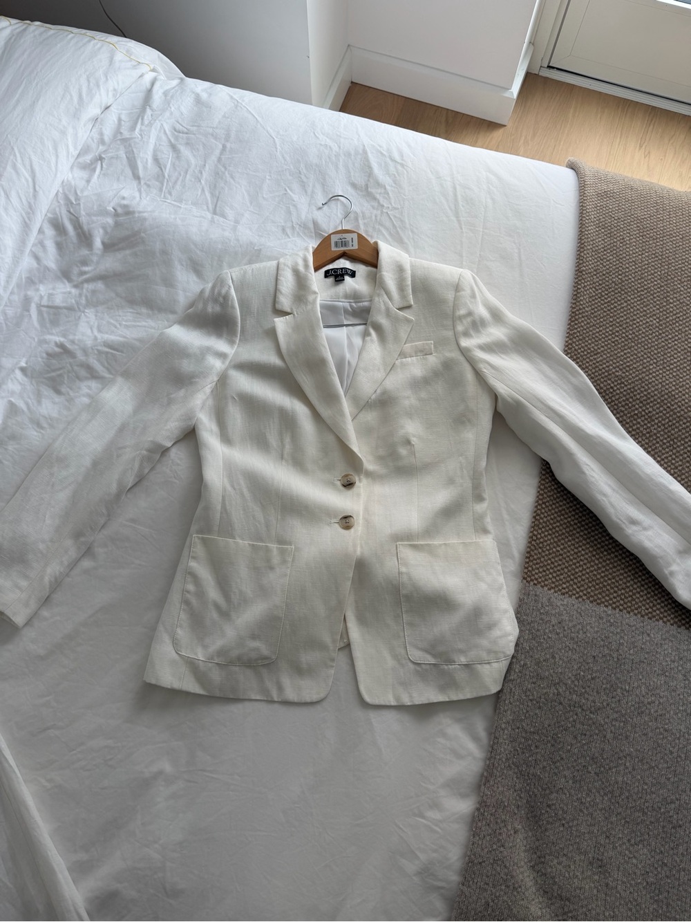 J. Crew Cream Linen Blend Blazer & Trousers Set - Picture 2 of 6